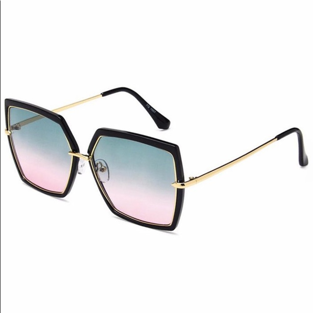 70s luxe black square ombre gold rim sunglasses
